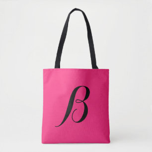 Hot Pink Personalized Initial  Tote Bag
