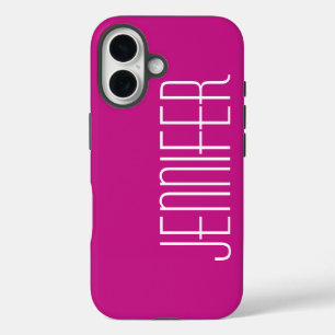 Hot Pink, Personalized, Jumbo Custom Name, Elegant iPhone 16 Case