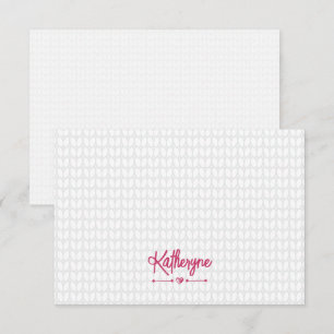 Hot Pink Personalized Knit Stitch Note Card