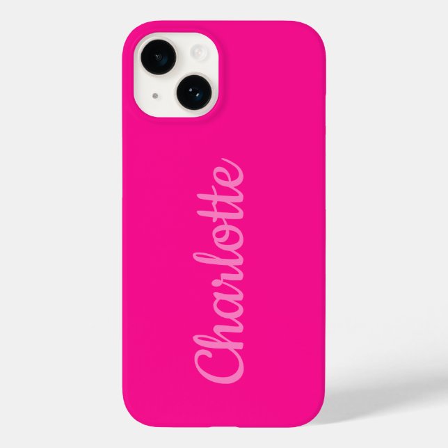 Hot Pink Personalized Modern Case-Mate iPhone Case (Back)
