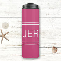 Hot PInk Personalized Monogram Initials Drink