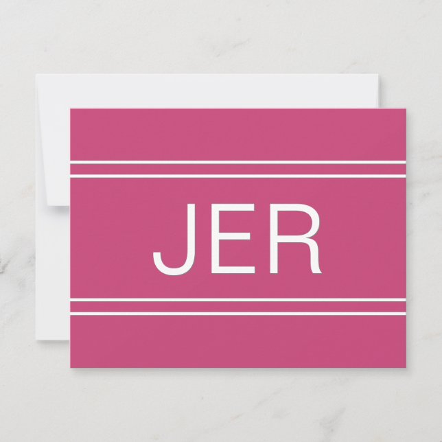 Hot Pink Personalized Monogrammed Name Initial Card (Front)
