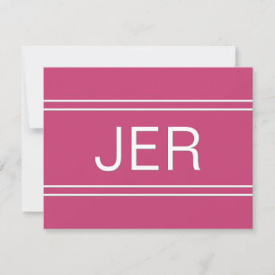 Hot Pink Personalized Monogrammed Name Initial Card