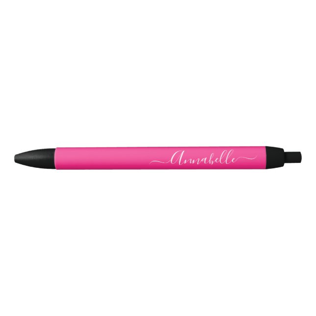 Hot Pink Personalized Name Black Ink Pen (Front)