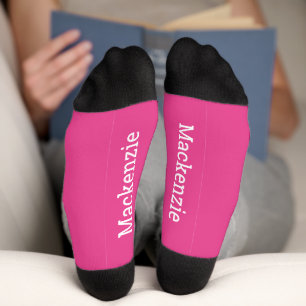 Hot Pink Personalized Name Monogram Bottom Socks