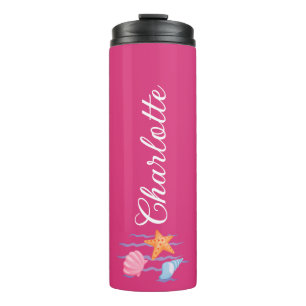 Hot Pink Personalized Seashells Thermal Tumbler