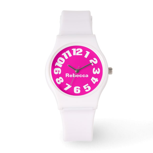 Hot Pink Personalized Women's Watch (Front)