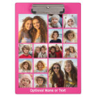 Hot Pink Photo Collage - Modern 14 Pic Grid