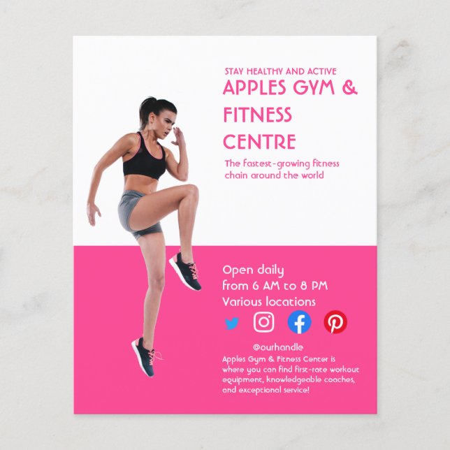 hot pink Photo gym personal trainer fitness Flyer (Front)