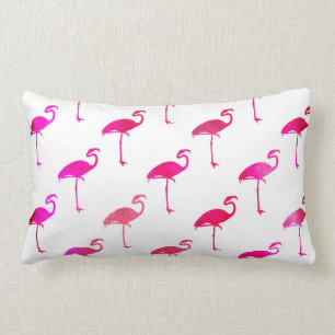 Hot Pink Pink Purple Flamingo Watercolor Lumbar Pillow