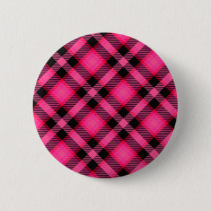 Hot Pink Plaid, Punk, Emo, or Preppy 2 Inch Round Button