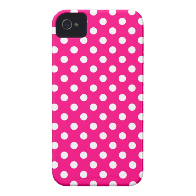 Hot Pink Polka Dot Iphone 4/4S Case (Back)