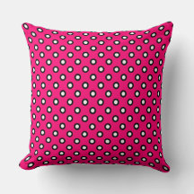 Hot Pink Polka Dot Outdoor Throw Pillow