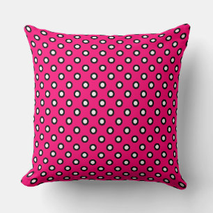Hot Pink Polka Dot Outdoor Throw Pillow
