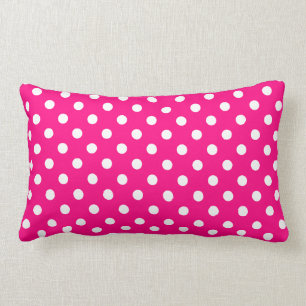 Hot Pink Polka Dot Pattern Lumbar Pillow