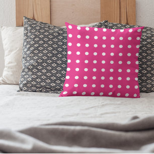 Hot Pink Polka Dot Pattern Throw Pillow