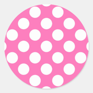 Hot Pink Polka Dots Classic Round Sticker