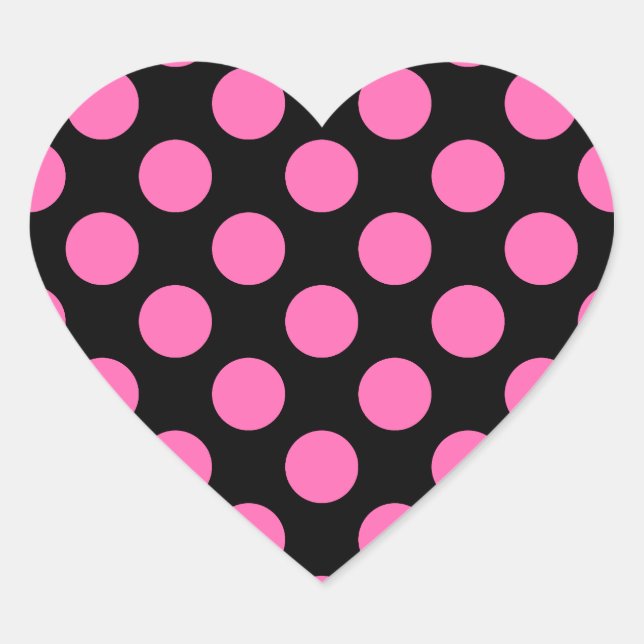Hot Pink Polka Dots Heart Sticker (Front)