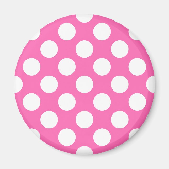 Hot Pink Polka Dots Magnet (Front)
