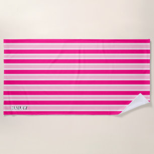 Hot Pink Preppy Aesthetic Beach Towel