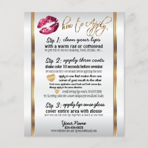 Hot Pink Pretty Glitter Lip Instructions Flyer