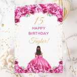 Hot Pink Princess Floral Happy Birthday Card<br><div class="desc">This elegant and glamourous birthday card can be personalized with a name or title such as daughter, granddaughter, niece, friend etc. The design features a beautiful princess with dark hair in a hot pink ball gown. The text combines handwritten script and modern sans serif fonts for a classy and sophisticated...</div>