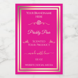 Hot Pink Product Label Gold Frame and Vintage Rose