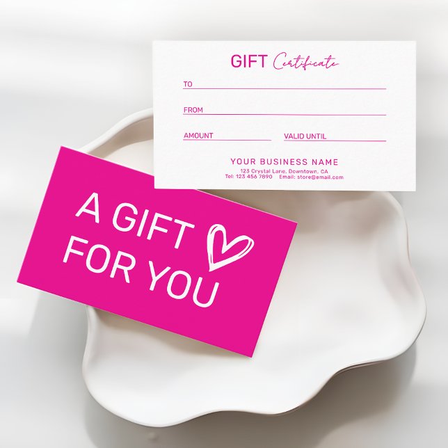 Hot Pink Professional Business Gift Certificate (Creator Uploaded)