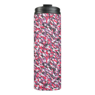 Hot pink, purple and black camo abstract thermal tumbler