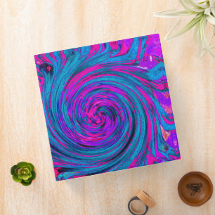 Hot Pink, Purple and Blue Abstract Retro Twirl Binder