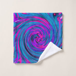 Hot Pink, Purple and Blue Abstract Retro Twirl Wash Cloth