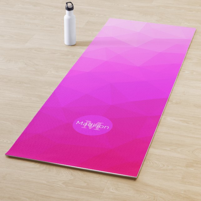 Hot pink purple geometric mesh pattern Monogram Yoga Mat (In Situ)