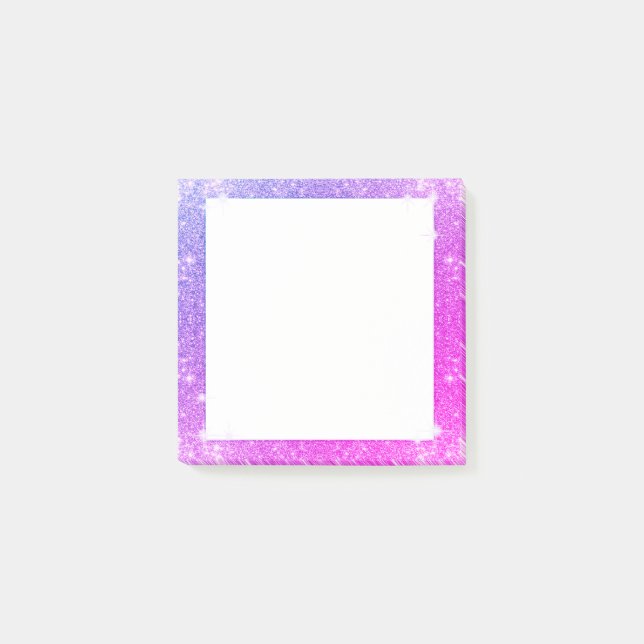 Hot Pink Purple Glitter Sparkle Faux Texture Post-it Notes (Front)