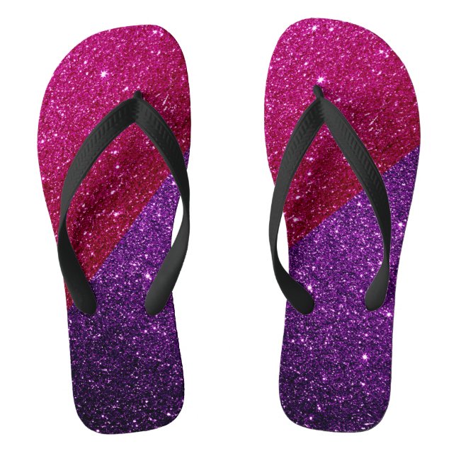 Hot Pink, Purple Glitz, Glitter & Sparkles  Flip Flops (Footbed)