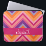 Hot Pink Purple Orange Chevron Pattern Laptop Sleeve<br><div class="desc">An trendy pattern with a classy font designed for a feminine woman. Add your name or monogram. If you need to make adjustments to the artwork,  click on the customize it button to make changes.</div>