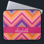Hot Pink Purple Orange Chevron Pattern Laptop Sleeve<br><div class="desc">An trendy pattern with a classy font designed for a feminine woman. Add your name or monogram. If you need to make adjustments to the artwork,  click on the customize it button to make changes.</div>
