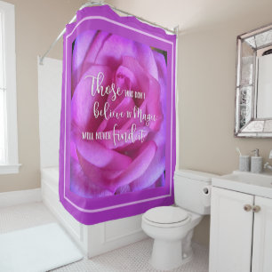 Hot Pink Purple Rose Photo Believe in Magic Quote