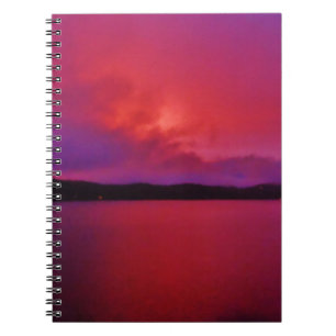 Hot Pink Purple sunset on Lake Arrowhead Notebook