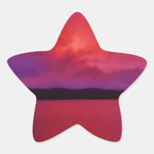 Hot Pink Purple sunset on Lake Arrowhead Star Sticker