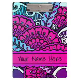 Hot Pink Purple Zen Mandala Art Classroom Name Clipboard