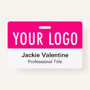 Hot Pink PVC Badge Horizontal Staff ID Name Tag