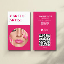 Hot Pink &QR Code Makeup Artist Business Card