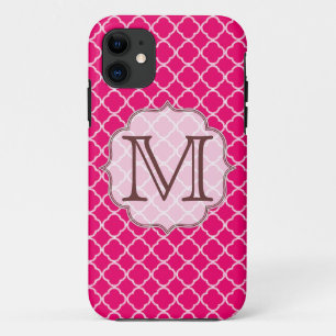 Hot Pink Quarterfoil Latti Monogram IPHONE 5 Case
