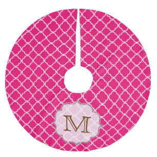 Hot Pink Quarterfoil Monogram Initial Tree Skirt