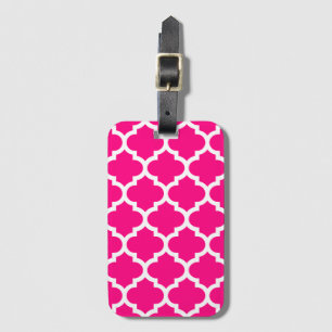 Hot Pink Quatrefoil Baggage Labels Luggage Tag