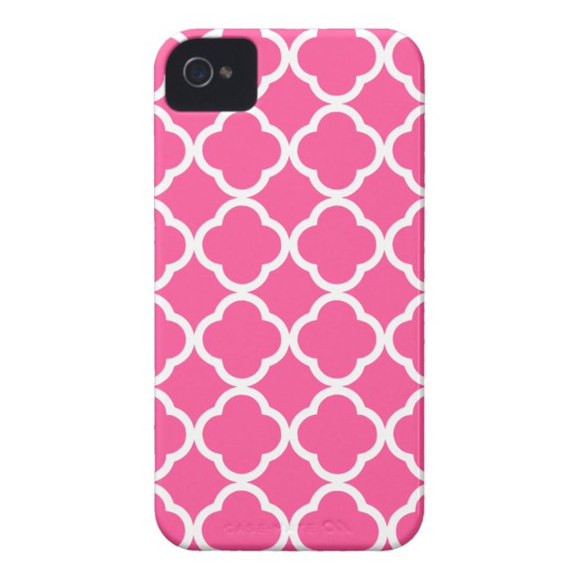 Hot Pink Quatrefoil Case-Mate iPhone Case (Back)