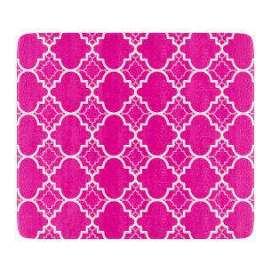 Hot Pink Quatrefoil Geometric Pattern Cutting Board