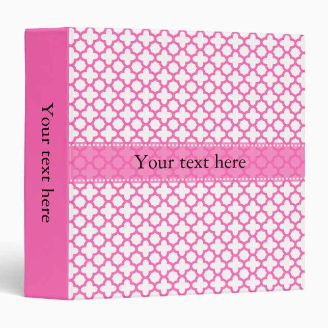 Hot Pink Quatrefoil Pattern Binder (Front/Spine)