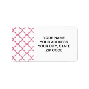 Hot Pink Quatrefoil Pattern Label