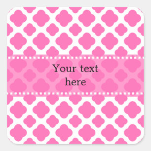 Hot Pink Quatrefoil Pattern Square Sticker